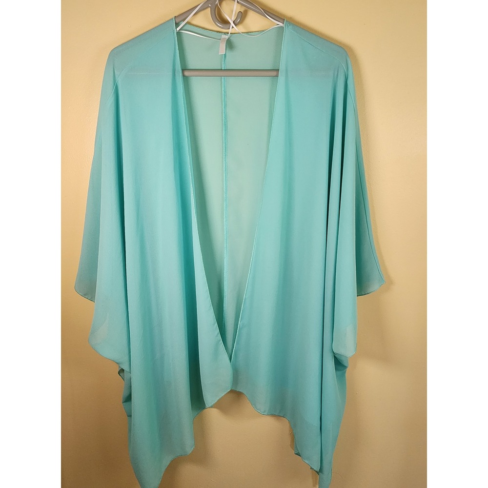 PinkBlush Mint Green Chiffon Kimono Cardigan Open Front - Size XL